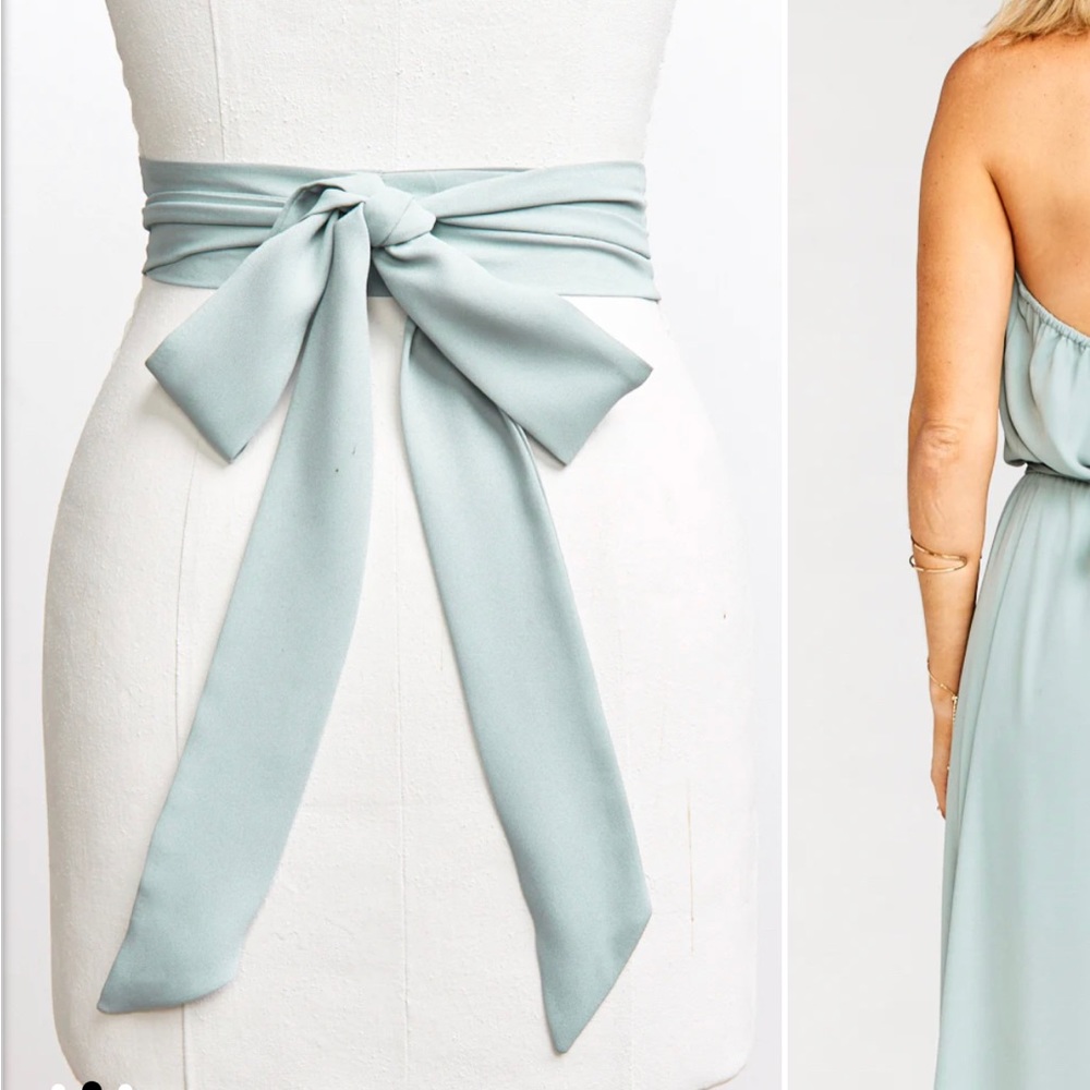 Show Me Your Mumu Bridesmaid Long Sash in Silver Sage Crisp